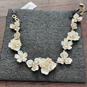 Anne Klein White and Gold Floral Necklace and Earrings Set